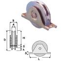 Roue à support à encastrer gorge "V", 1 roulement